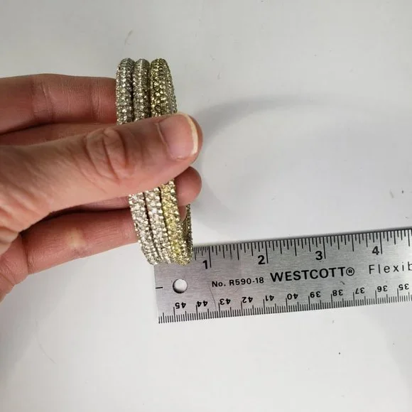 Marc Jacobs 3 Crystal Rhinestone Bangle Bracelets - Picture 8 of 8